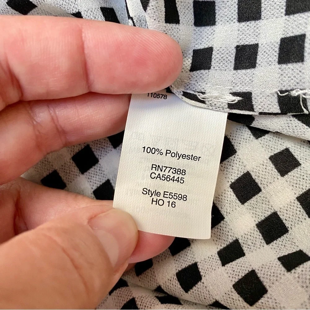J.Crew Black White Gingham Check Long Sleeve Button Front Blouse XS - Picture 14 of 15